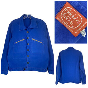 Vintage 60's 70's Adolphe Lafont Sz FR 46 Blue Work Chore Workwear Jacket France
